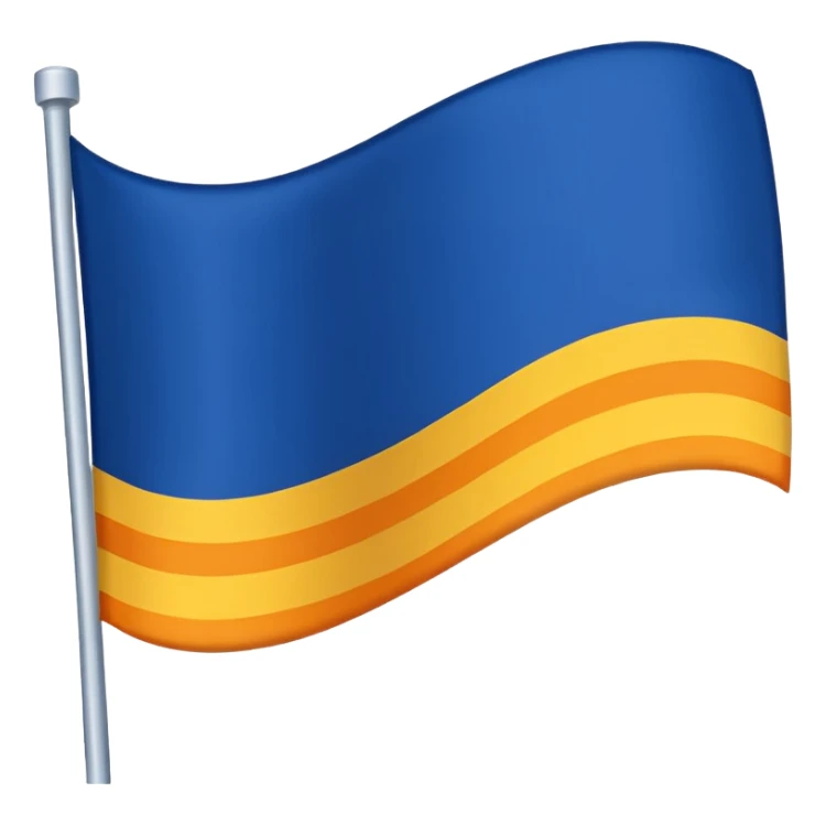 A flag whit darkblue, blue, white, yellow and orange sticker
