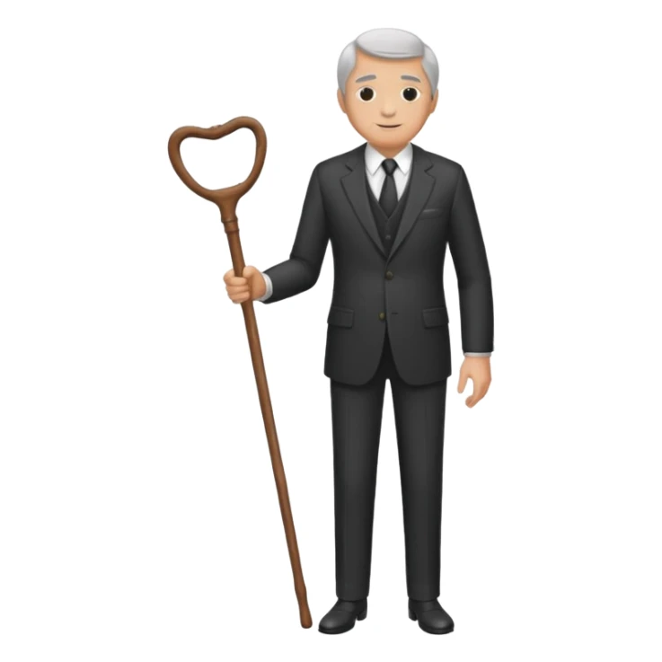 Give me a suit with pants and a wooden old age stick  sticker