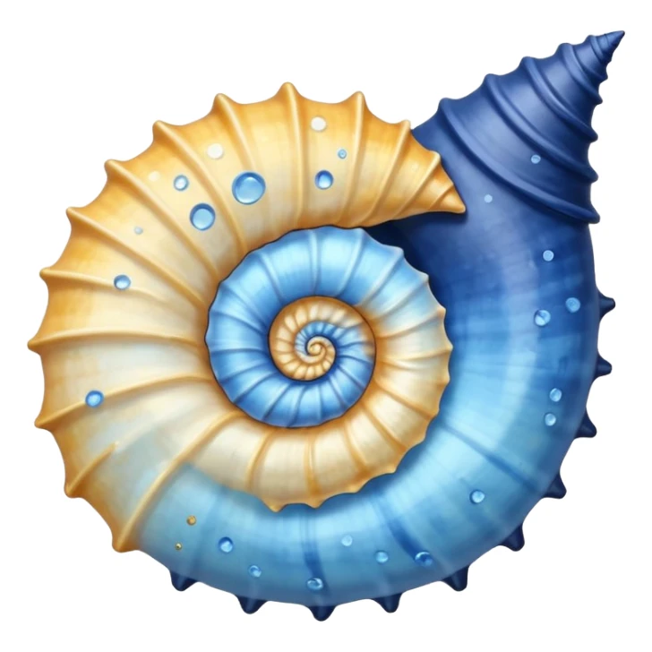 Light blue and navy blue with gold specks conch shell sticker