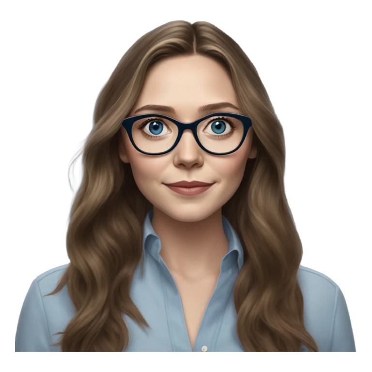 Hyper Realistic Elizabeth Olsen brunette blue eyes wearing glasses  sticker
