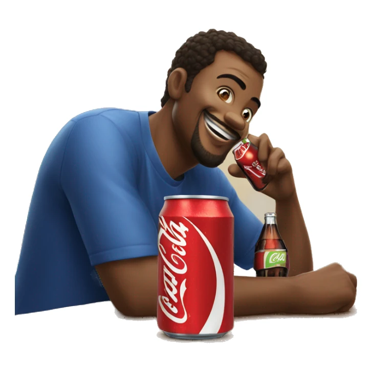 homem tomando uma coca cola e ao lado uma pepsi cola sticker