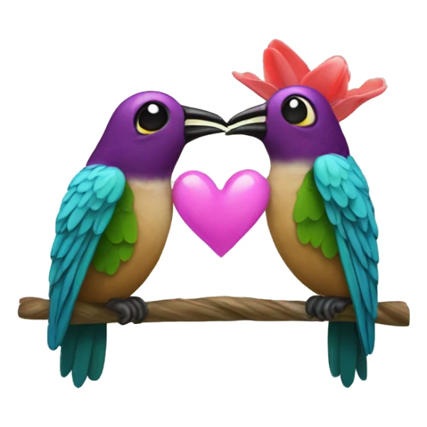 emoji de un colibrí con dos enamorados sticker