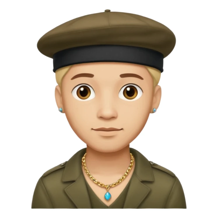 man with beret and necklacesuperhero with necklace sticker
