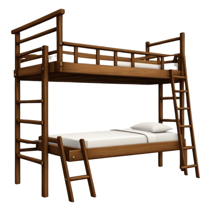 wooden cabin bed with ladder sticker