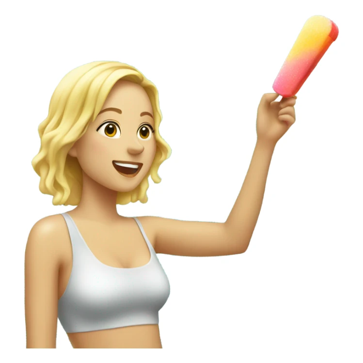 blonde woman eating popsicle in shower sticker