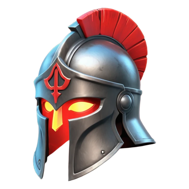 Ares legendary helmet object icon, ancient Greek helmet with glowing red runes, deep red energy glow, battle scars, epic fantasy style, 3D cartoon, mobile game icon style, centered, clean background, no text, no watermark

 sticker