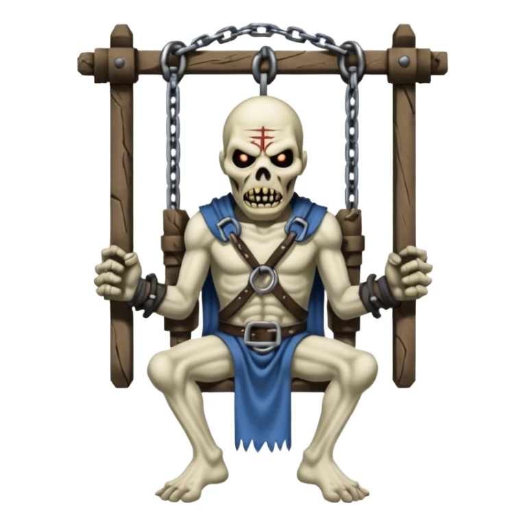 iron maiden monster Eddie  in a medieval torture device - cover x factor sticker