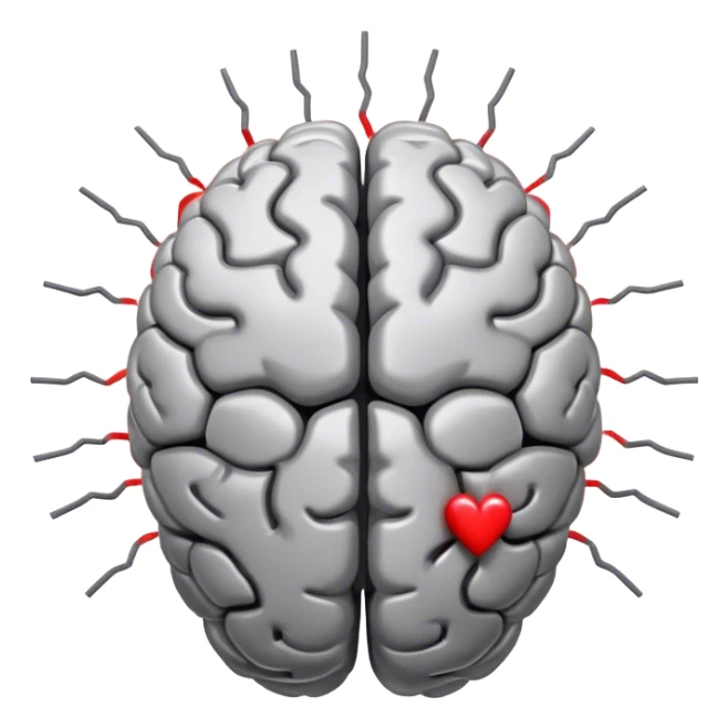A **human brain** with a protector energy of negative thoughts... radiating loving thoughts while it rewires itself hearts sticker
