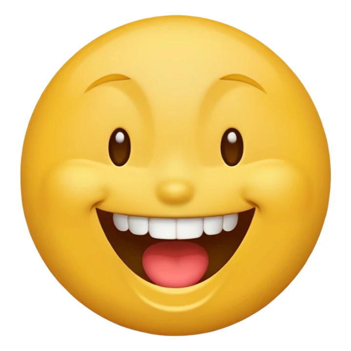 Emoji, yellow round laughing face, wide smile sticker