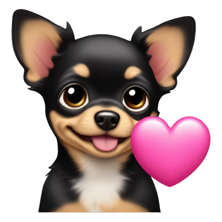 black & tan chihuahua puppy with a pink heart sticker