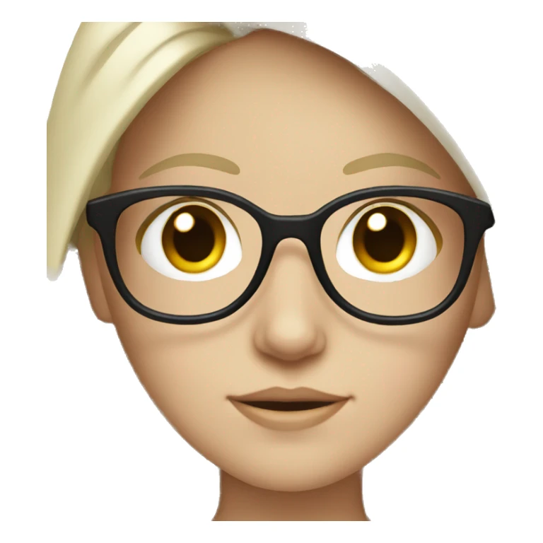 White girl with black hair and glasses sticker