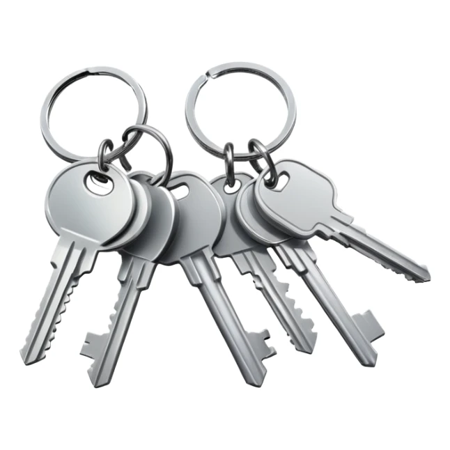 a set of keys on a keyring sticker