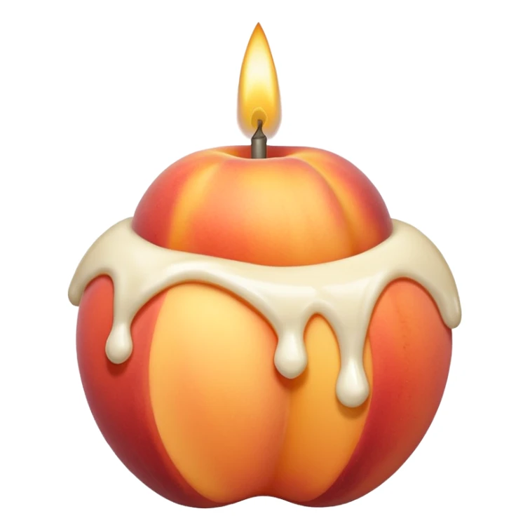 Peach covered with cream and a birthday candle on it sticker