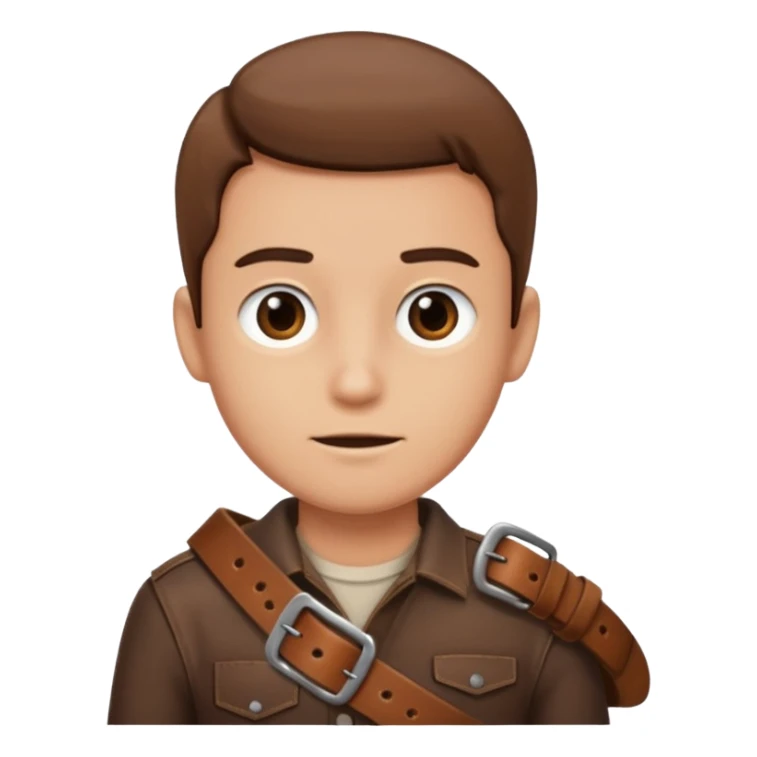 Person with straight face and belt in hand sticker