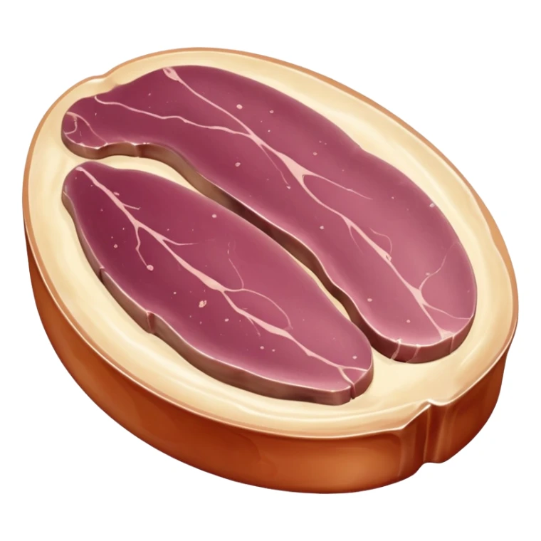whole raw duck liver, smooth firm surface, beige-pink color, rounded uneven lobes, natural marbling, faint sheen, rich fatty texture, no extras, soft lighting, emoji scale sticker