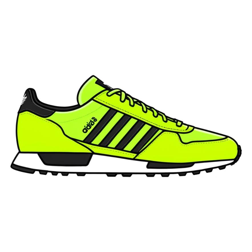Lime green Adidas logo with three black stripes sticker