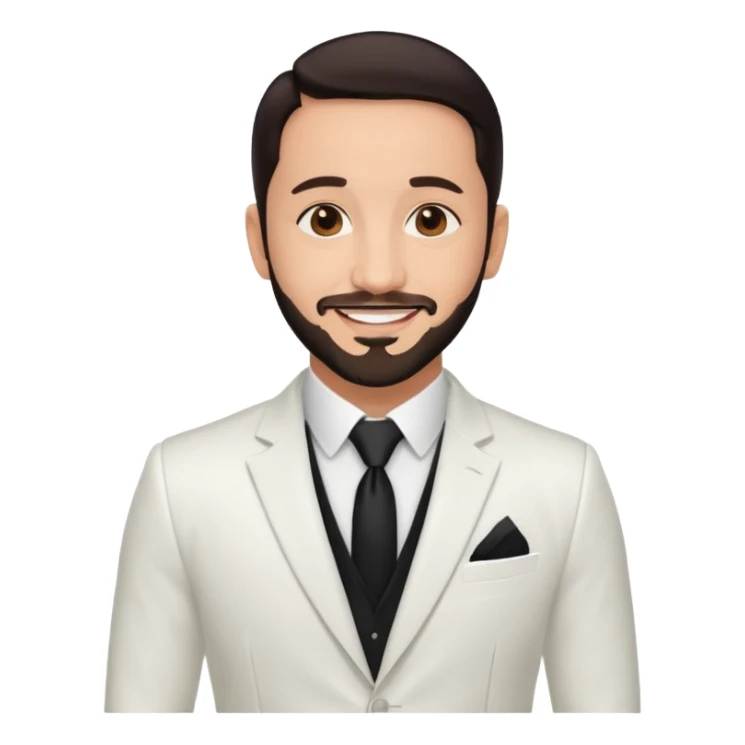 AJ McLean with white suit, dark brown hair sticker