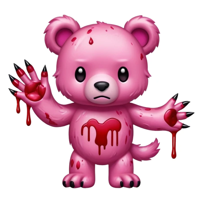 Pink gloomy bear blood smudges with paw claw sticker