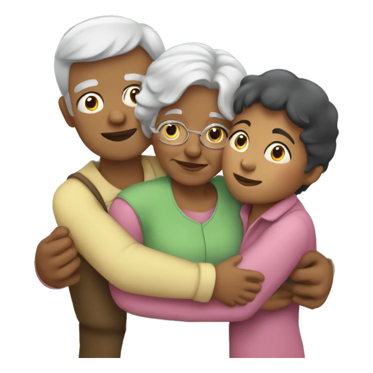 Grandma huggings with a boy and girl sticker