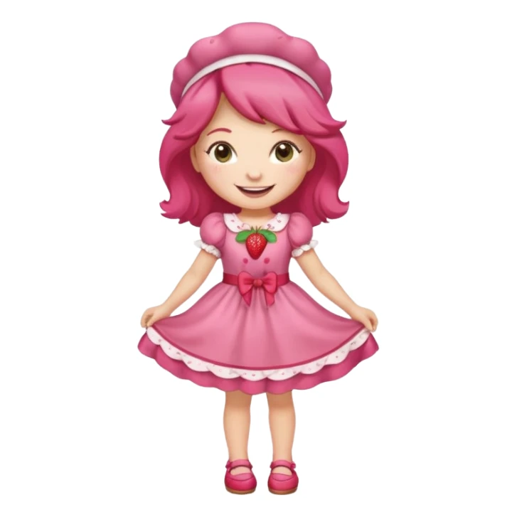 pretty and cute realistic modern day cartoon character strawberry shortcake full body sticker