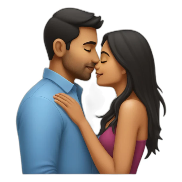 short Indian girlfriend kissing her caucasian boyfriend sticker