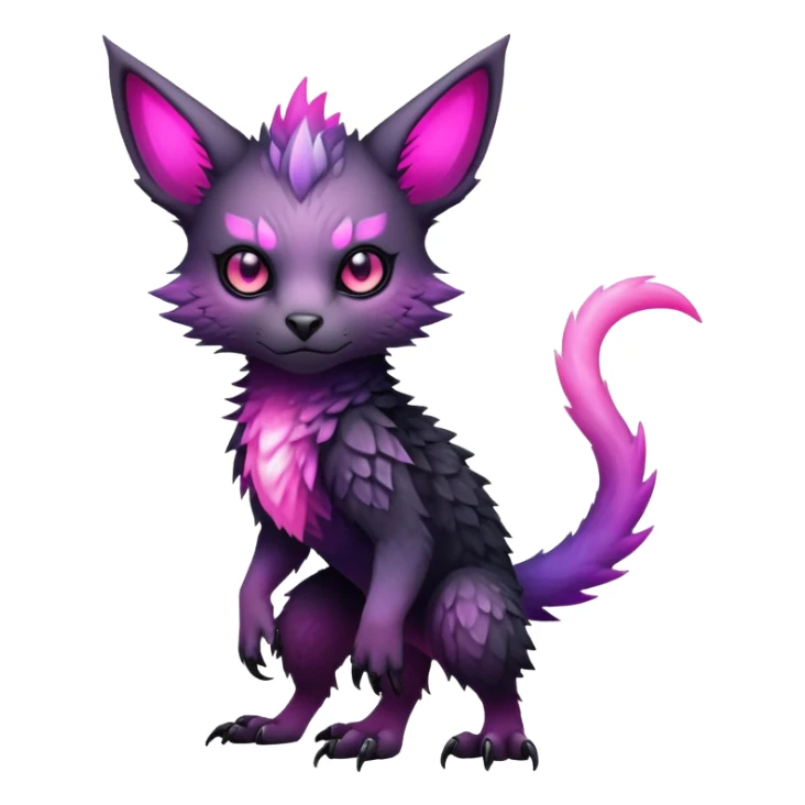 Cool Edgy Black-pink-purple-gradient badass Trico-animal-creature full bodyd sticker