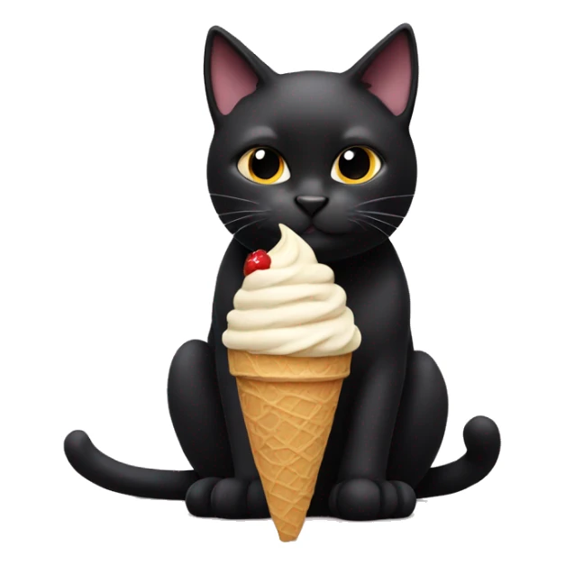 a black cat eating ice cream sticker