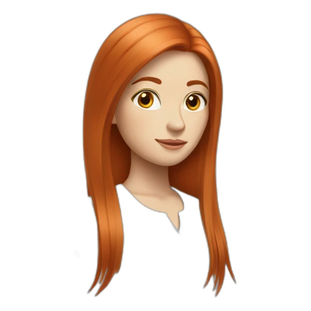 redhead white woman medium long straight hair, in love sticker