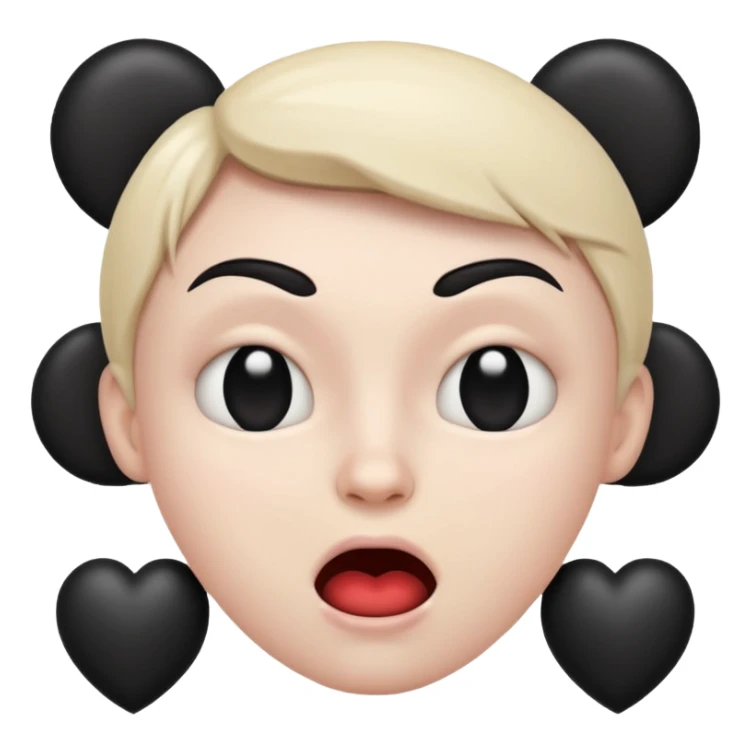 mad emoji with black hearts around head sticker