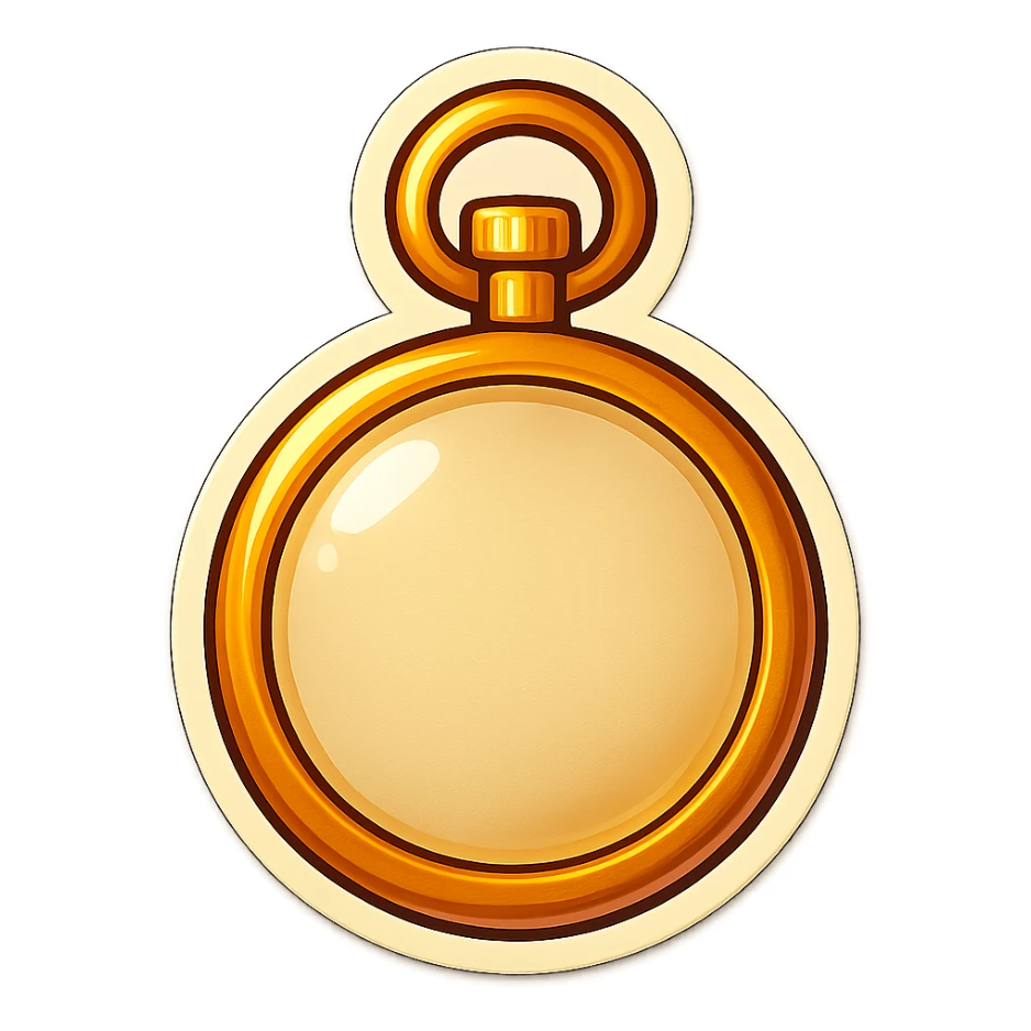 Edit the antique pocket watch to have an empty face with no hands or numbers, featuring a light colored watch face in a retro sticker style, high resolution. sticker