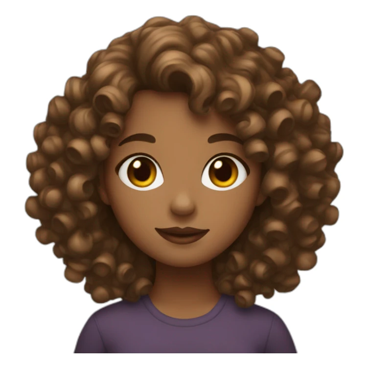 The girl artist has curly brown hair sticker