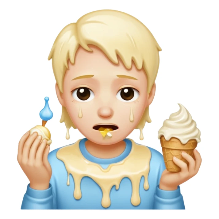 A person with 15 IQ crying over an ice cream sticker