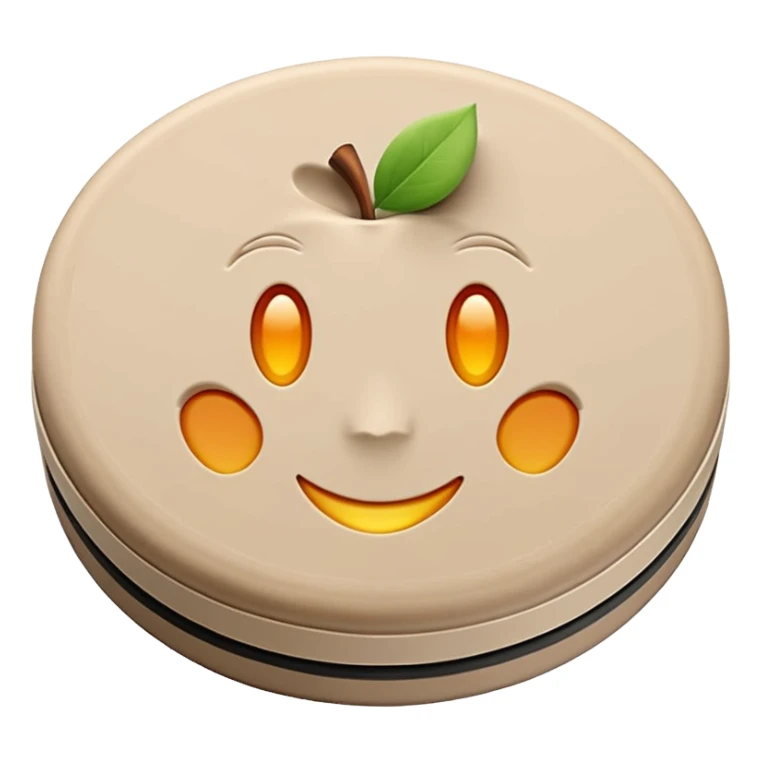 round or oval solid puck of light beige or chalky white cleaning clay, compact with dry matte surface, slight cracks or texture lines on top, smooth edges, handmade natural look, no sponge lid or container, apple emoji style, soft lighting, subtle shadows, emoji scale sticker