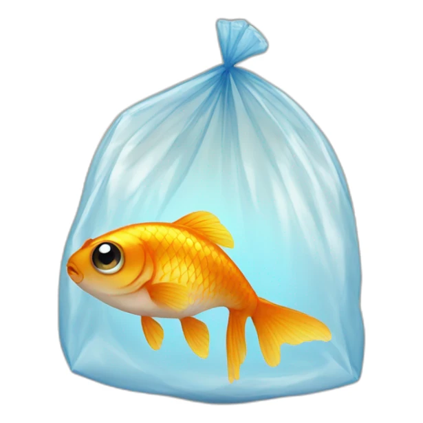 small cute gold fish with big eyes in a plastic bag sticker