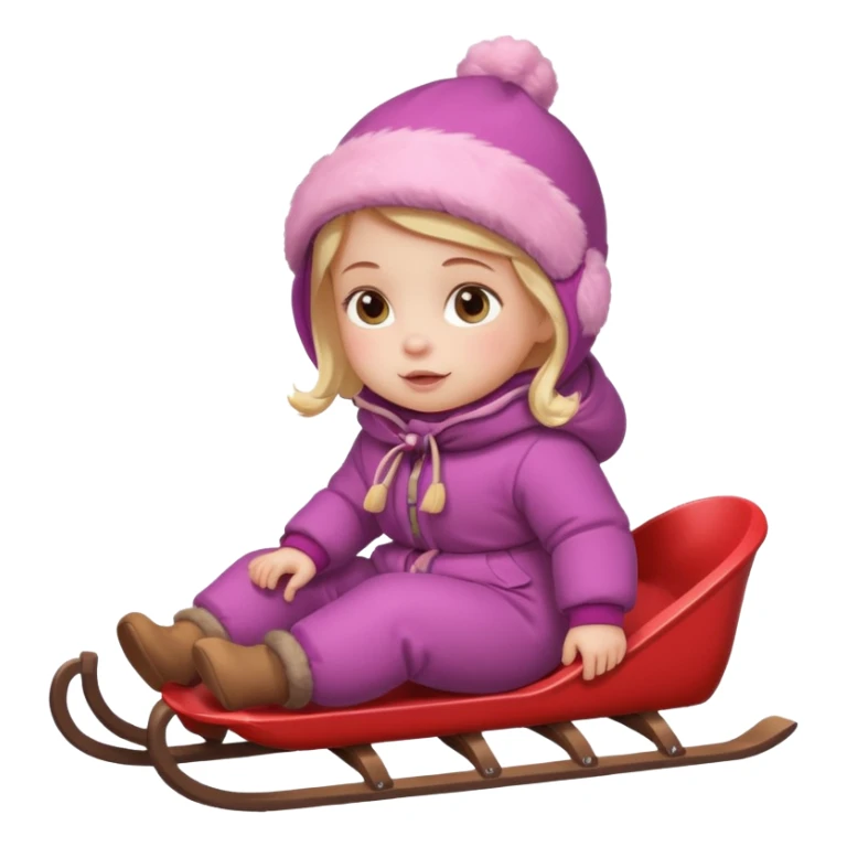 baby girl on sled sticker