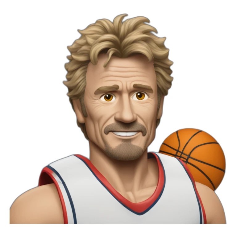 Johnny Halliday avec une maillot de basket sticker