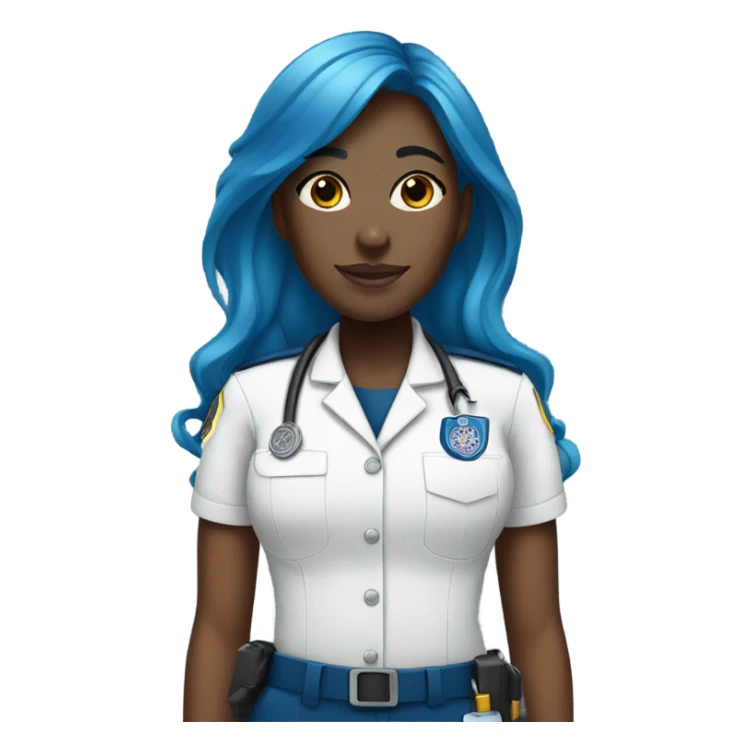 Black girl with blue hair that is an EMT sticker
