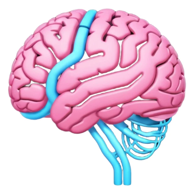 emoji of a brain with glowing tech lines sticker