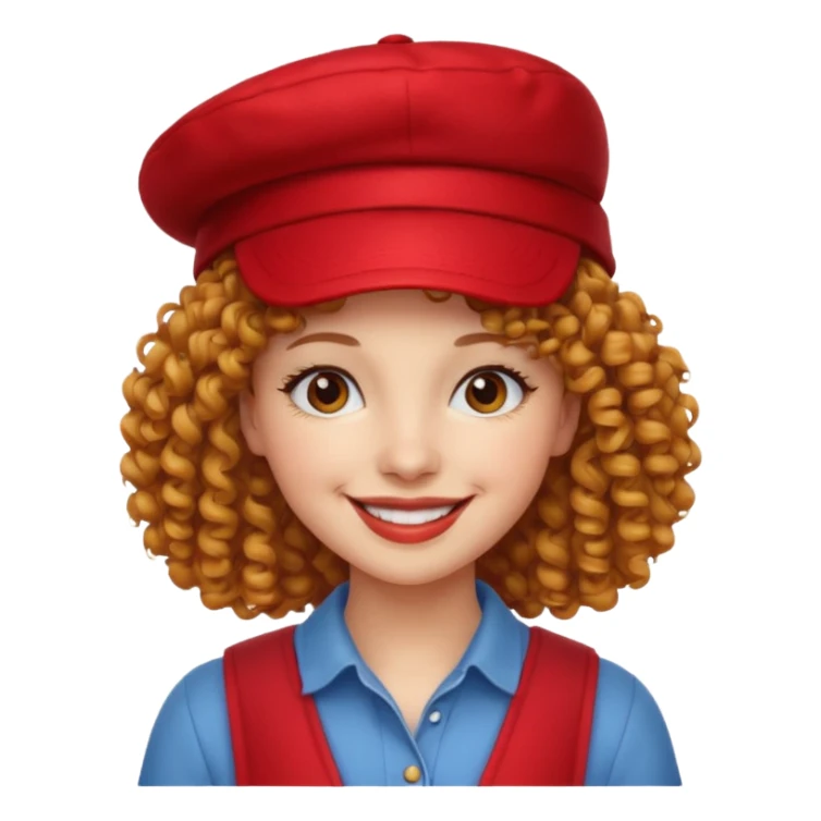 curly hair woman with red hat sticker