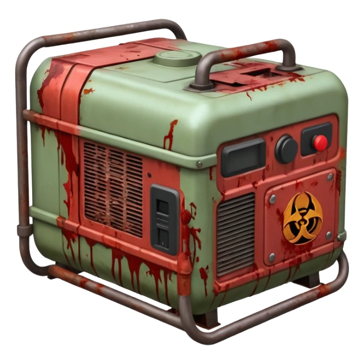 A generator for making electricity, covered in zombie guts. In a dark menacing style sticker
