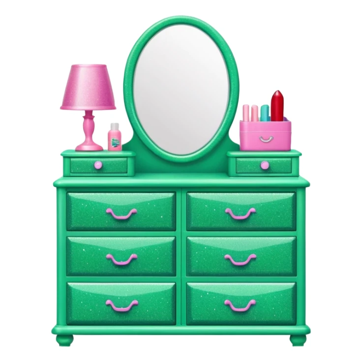 barbie dresser green with glitter sticker