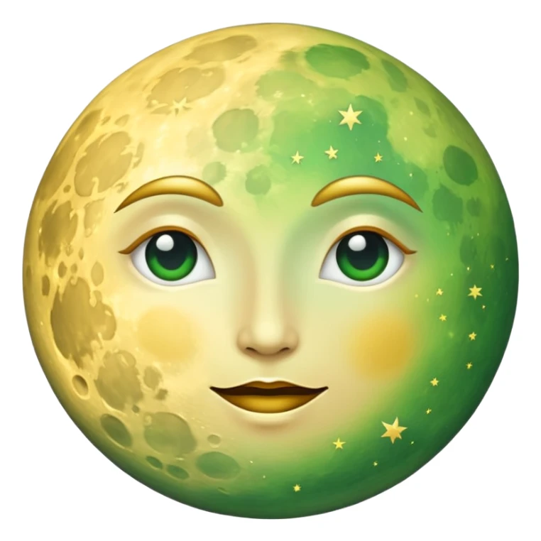 moon with golden and green shadows sticker