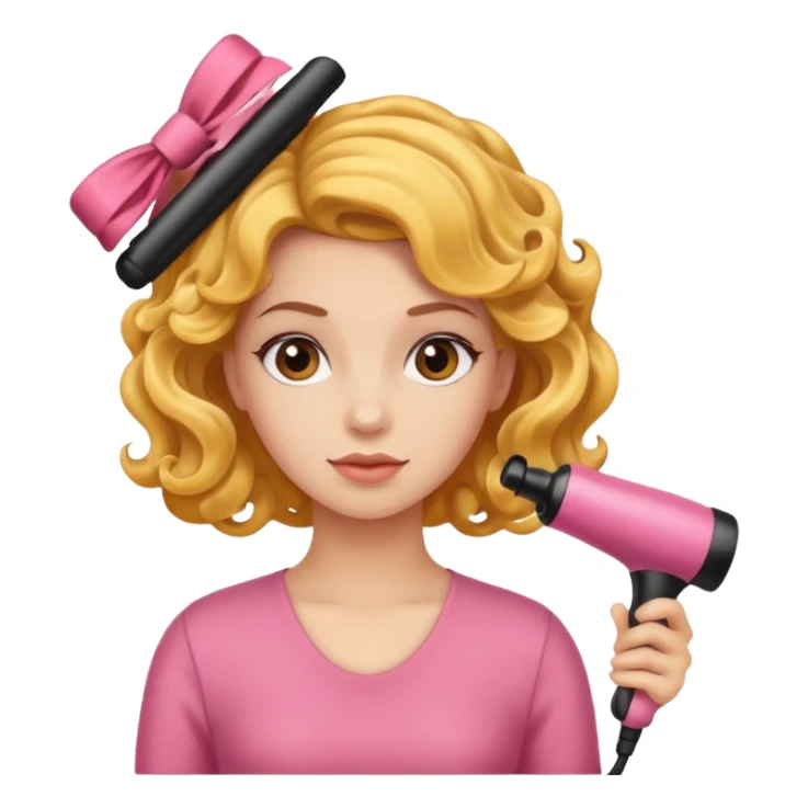 girl with hair curler on head sticker