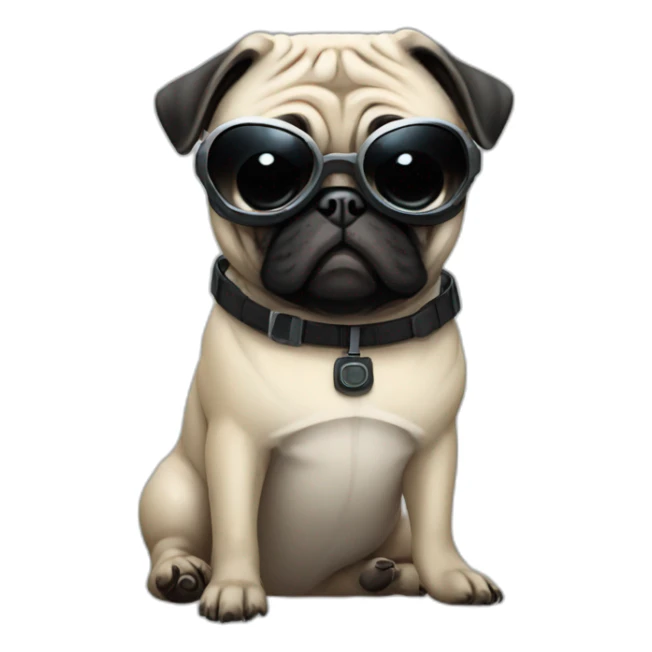 pug with black sunglasses and wearing a cyberpunk suit sticker