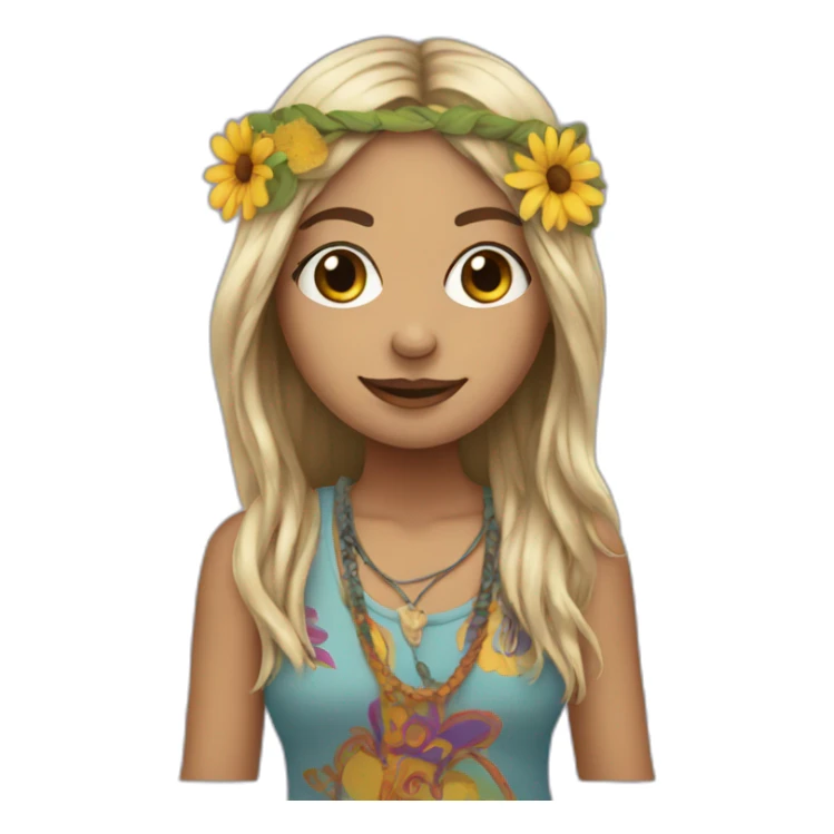 Hippie girl with band sticker