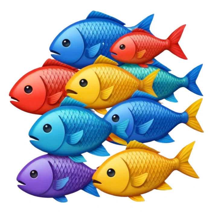 pile of fish inspired by reference image, emoji style, variation 1 sticker