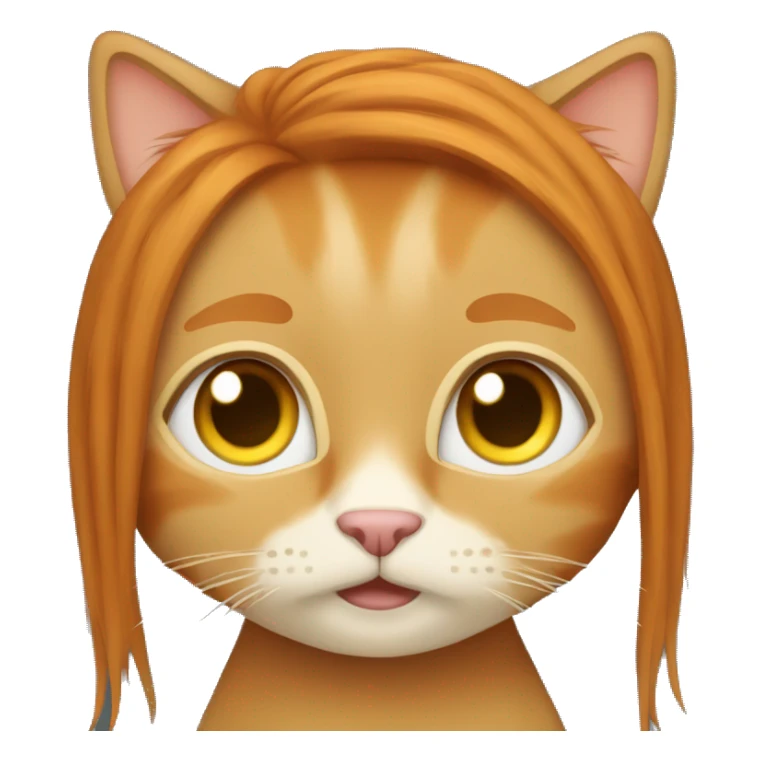 Cat with long straight ginger hair  sticker