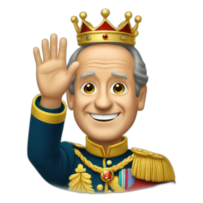 king Juan Carlos I smiling and waving sticker