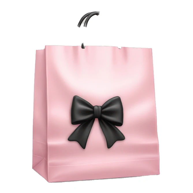 realistic light pink shopping bag with black bow sticker