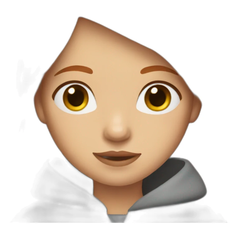 girl with ginger hair, grey eyes and curtain bangs sticker